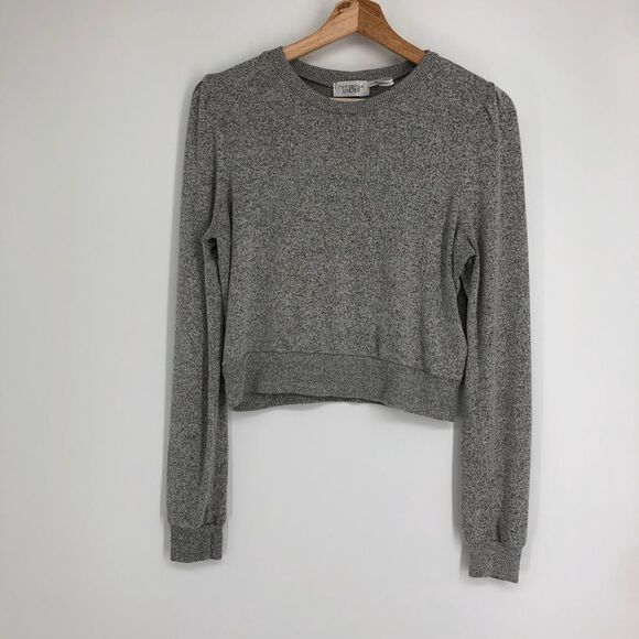 Out From Under Whitney Cropped Cozy Fleece Sweatshirt Gray - Picture 4 of 9